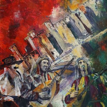 Painting titled "Bards of Wales  Hun…" by Dora Stork, Original Artwork, Wax