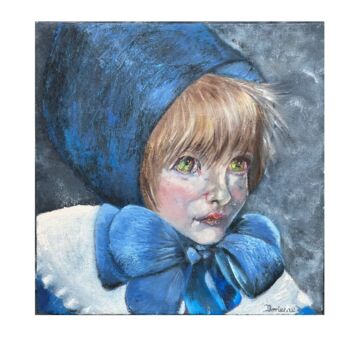 "Girl in a Blue bonn…" başlıklı Tablo Dorienne Carmel tarafından, Orijinal sanat, Petrol Ahşap Sedye çerçevesi üzerine monte…