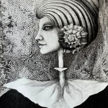 Zeichnungen mit dem Titel "Serie Musa marina" von Dorota Leniec-Lincow, Original-Kunstwerk, Tinte