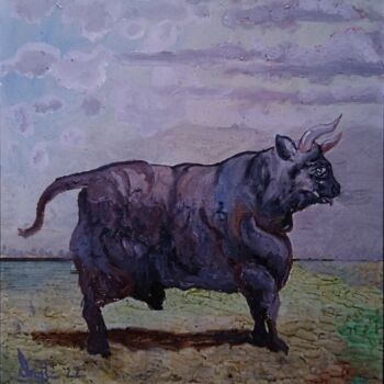 Schilderij getiteld "Prized Bull" door Douglas Black, Origineel Kunstwerk, Olie