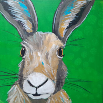 Painting titled "Little Friend - Has…" by Barbara Dräger, Original Artwork, Acrylic Mounted on Wood Stretcher frame