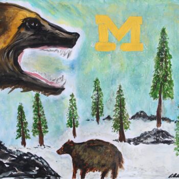 Malarstwo zatytułowany „WOLVERINES AND THE…” autorstwa Le' Andre' Jamol Dukes Le' Andre' Scott, Oryginalna praca, Akwarela