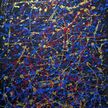 Painting titled "Blue Chaos" by Dunc Ebedes, Original Artwork, Acrylic Mounted on Wood Stretcher frame