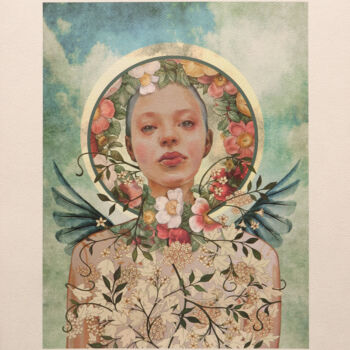 Impressões e gravuras intitulada "Announcing Spring" por Dunja Jung, Obras de arte originais, Impressão digital