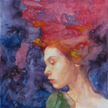 Painting titled "Stardust" by Dunja Jung, Original Artwork, Watercolor