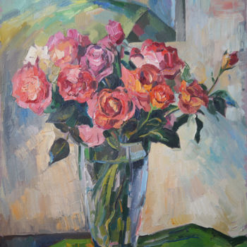 제목이 "Розы на зеленом"인 미술작품 Dmitry Veltishchev로, 원작, 기름