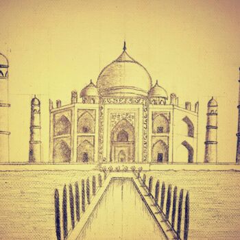 Zeichnungen mit dem Titel "Taj in Monochrome" von Eaka Srivastava, Original-Kunstwerk, Graphit