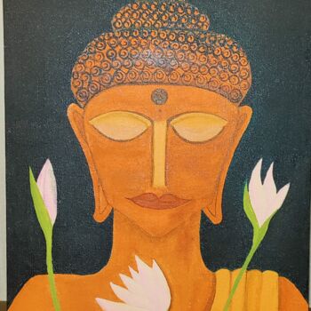 Malerei mit dem Titel "Buddha" von Eaka Srivastava, Original-Kunstwerk, Öl