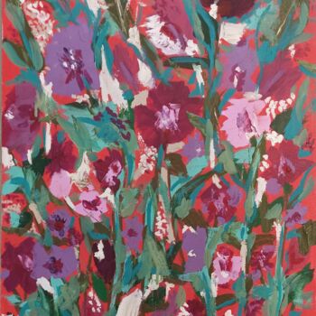 Painting titled "Fleurs" by Ebru Süsoy Şimşek, Original Artwork, Acrylic