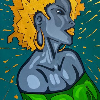 Peinture intitulée "beauté africaine" par Whitelove, Œuvre d'art originale, Acrylique