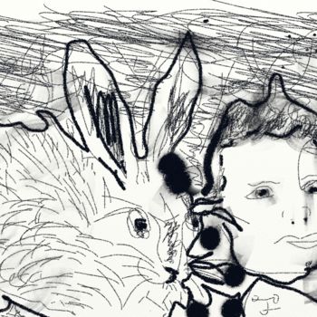 Pintura titulada "conejo-nino-y-jugue…" por Eddy Sequera, Obra de arte original