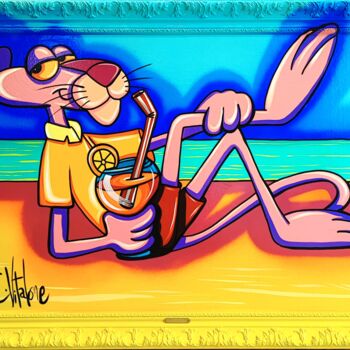 Peinture intitulée "Sea Sun spritz" par Eddy Vitalone, Œuvre d'art originale, Acrylique Monté sur Châssis en bois