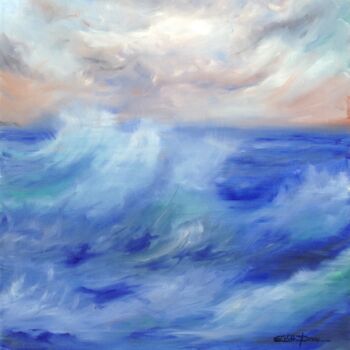 Painting titled "Mer agitée 1" by Edith Bos Boyer (EDITH DONC), Original Artwork, Oil