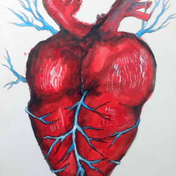 Painting titled "Coeur grossier" by Edith Donc, Original Artwork, Acrylic