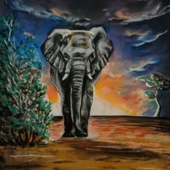 Drawing titled "Couleurs savane" by Edith Stenven, Original Artwork, Pastel