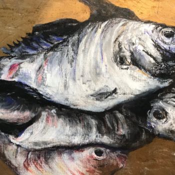 Peinture intitulée "Stilleben mit Fisch…" par Edith Touré, Œuvre d'art originale, Acrylique