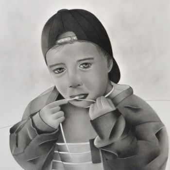 Tekening getiteld "Cool child" door Edith Hersant, Origineel Kunstwerk, Grafiet