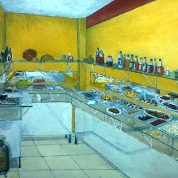 绘画 标题为“Restaurante Panelac…” 由Eduardo Machado, 原创艺术品, 油 安装在玻璃上