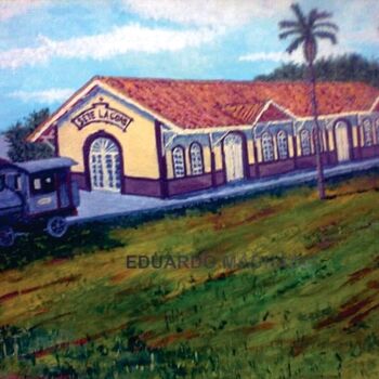绘画 标题为“Museu Ferroviário -…” 由Eduardo Machado, 原创艺术品, 油 安装在玻璃上