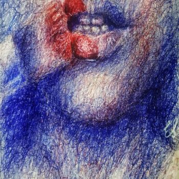 Σχέδιο με τίτλο "Le tue labbra si di…" από Eduardo Scivoletto, Αυθεντικά έργα τέχνης, Στυλό