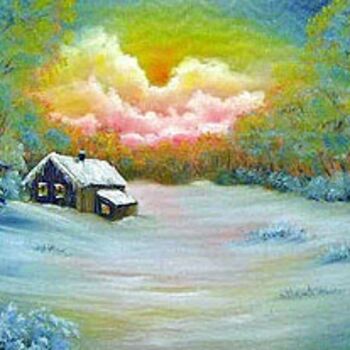 Painting titled "NEIGE ROSE" by Edward Misiaszek, Original Artwork