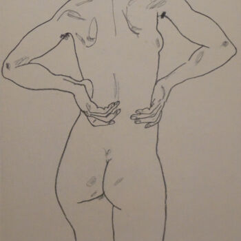 Prenten & gravures getiteld "Weiblicher Ruckenak…" door Egon Schiele, Origineel Kunstwerk, Lithografie