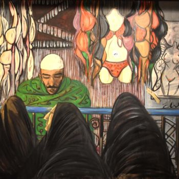 Malerei mit dem Titel "the market" von Eiad Oraby, Original-Kunstwerk, Öl