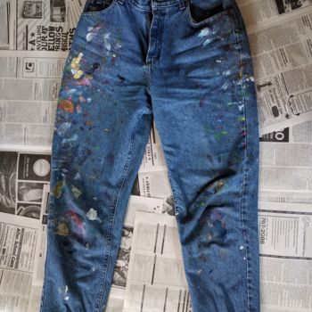 Textile Art με τίτλο "Jeans # 9 A" από Oberlin The Artist, Αυθεντικά έργα τέχνης, Ακρυλικό