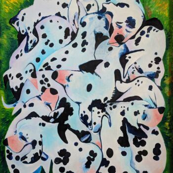 Σχέδιο με τίτλο "Dalmatian Pile" από Oberlin The Artist, Αυθεντικά έργα τέχνης, Λάδι