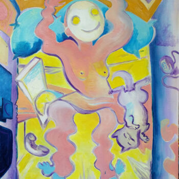 Картина под названием "A Weird 36 Hours" - Oberlin The Artist, Подлинное произведение искусства, Масло