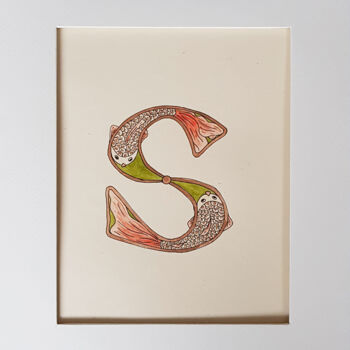 Картина под названием "Initial Letter S, M…" - Ekaterina Andreeva, Подлинное произведение искусства, Акварель
