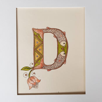 Σχέδιο με τίτλο "Initial Letter D, M…" από Ekaterina Andreeva, Αυθεντικά έργα τέχνης, Ακουαρέλα