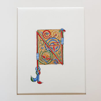 Peinture intitulée "LETTER N, MEDIEVAL…" par Ekaterina Andreeva, Œuvre d'art originale, Aquarelle