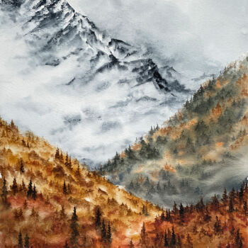 Pintura titulada "Autumn_vibes_2" por Ekaterina Gamzaeva, Obra de arte original, Acuarela
