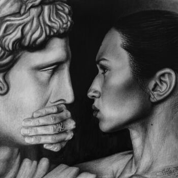 Painting titled "«Надо поговорить»" by Ekaterina Naz Mova, Original Artwork, Graphite