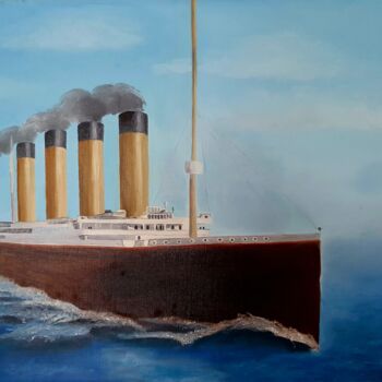 Painting titled "old fasion ship" by Ekaterina Nichubai (Shpekht), Original Artwork, Oil