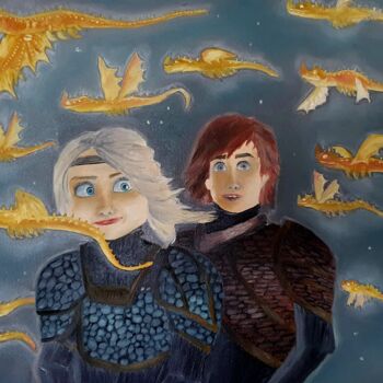 Schilderij getiteld "fairy tale magic ma…" door Ekaterina Nichubai (Shpekht), Origineel Kunstwerk, Olie