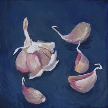 Pintura intitulada "Garlic 01" por Ekaterina Strakhova, Obras de arte originais, Óleo Montado em Armação em madeira