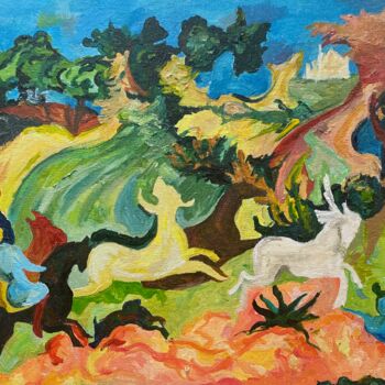 Painting titled "Village" by Ekaterina Timofeeva, Original Artwork, Acrylic