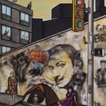 Картина под названием "Rue Pablo" - El-Zoufri, Подлинное произведение искусства, Акрил Установлен на Деревянная рама для нос…