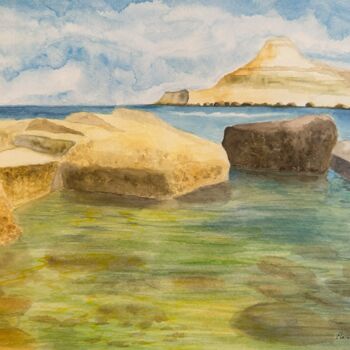 Painting titled "Crystal waters at Q…" by Elaine Mifsud, Original Artwork, Watercolor