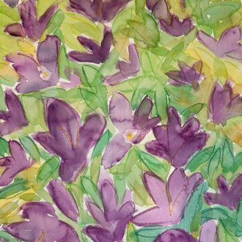 Painting titled "Purple Bougainvillea" by Elaine Mifsud, Original Artwork, Watercolor