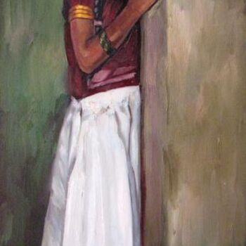 Malerei mit dem Titel "girl" von S.Elayaraja, Original-Kunstwerk, Öl
