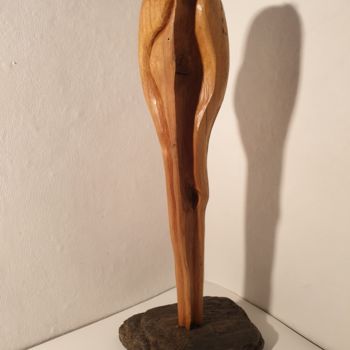 Sculpture titled ""Posture"" by Toya, Original Artwork, Wood Mounted on Stone