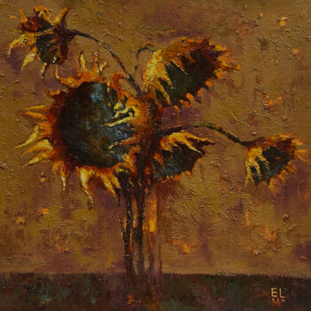 Painting titled "Sunflowers" by Elchin Bunyatov, Original Artwork, Oil
