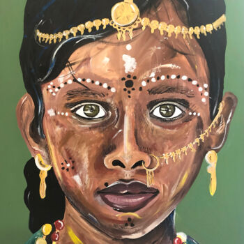 Painting titled "JEUNE INDIENNE" by Eléart, Original Artwork, Acrylic