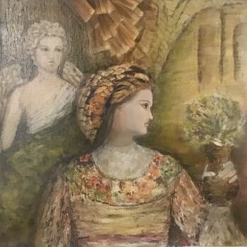 Schilderij getiteld "Jardin d’Italie" door Electre, Origineel Kunstwerk, Olie Gemonteerd op Frame voor houten brancard