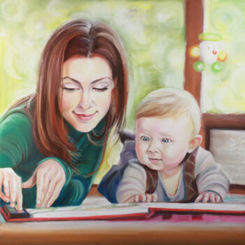 Peinture intitulée "Семейный портрет" par Elena Boyko, Œuvre d'art originale, Pastel