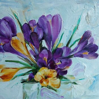 Painting titled "Spring bouquet" by Elena Dobrynina, Original Artwork, Oil