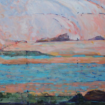 Painting titled "Future landscapes" by Elena Done, Original Artwork, Oil Mounted on Wood Stretcher frame